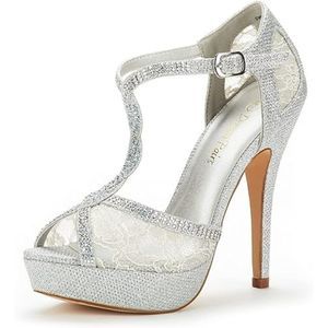 Women's Heeled Sandals Pump Fabric Upper With Rhinestone Embellishments.